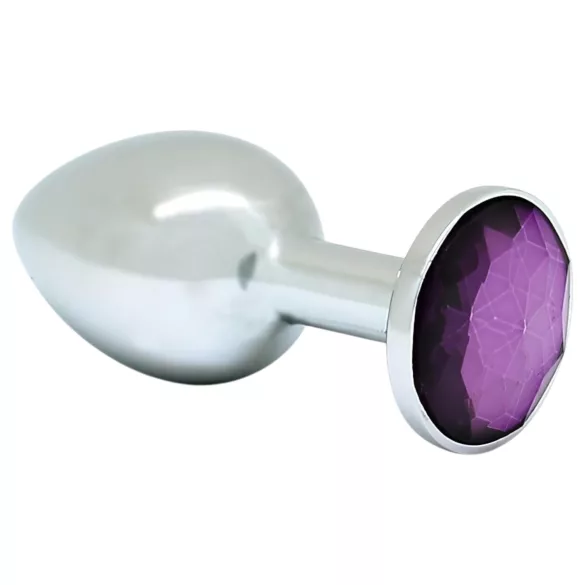 Rimba XS - Silver Metal Anal Plug with Purple Gem