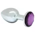 Rimba XS - Silver Metal Anal Plug with Purple Gem