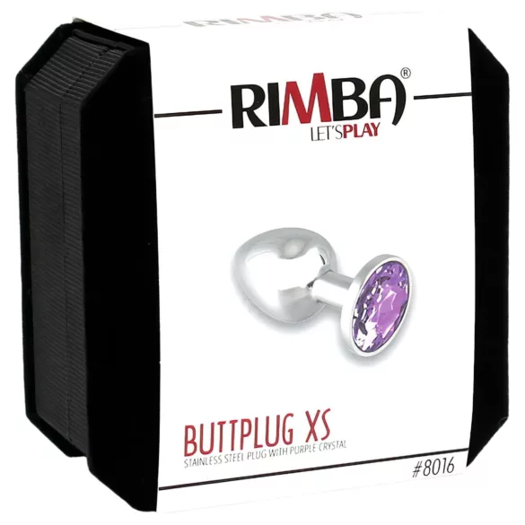 Rimba XS - Silver Metal Anal Plug with Purple Gem