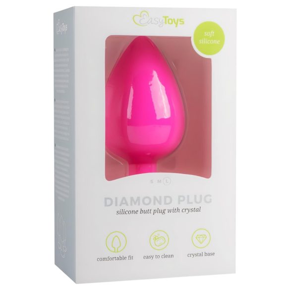 Easytoys Diamond - Large Pink Anal Plug with White Gem