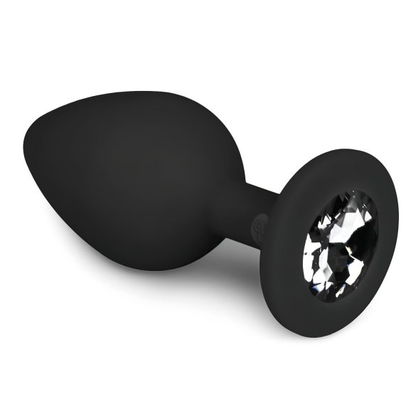 Easytoys Diamond - Black Medium Anal Plug with White Gem
