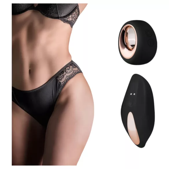 Pantyrebel - rechargeable, remote-controlled vibrating black knickers (S-L)