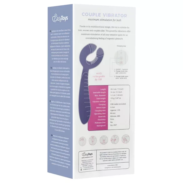 Easytoys Couple - Rechargeable, Waterproof Couple's Vibrator (Purple)