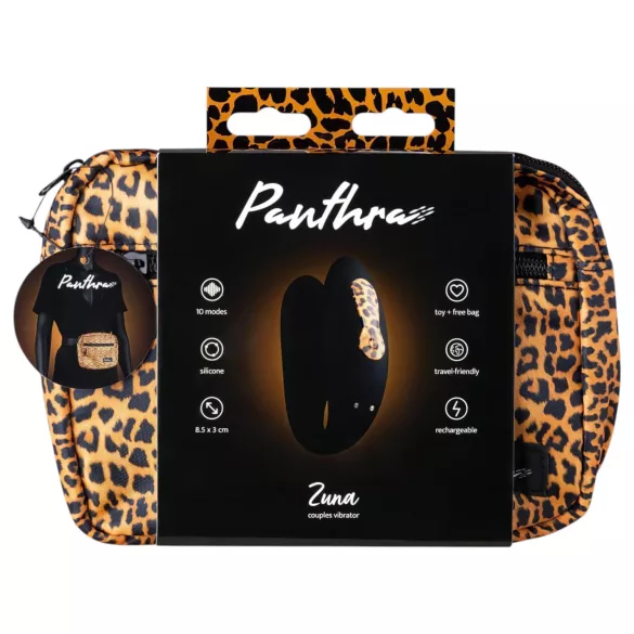 Panthra Zuna - rechargeable, waterproof couples’ vibrator (leopard-black)
