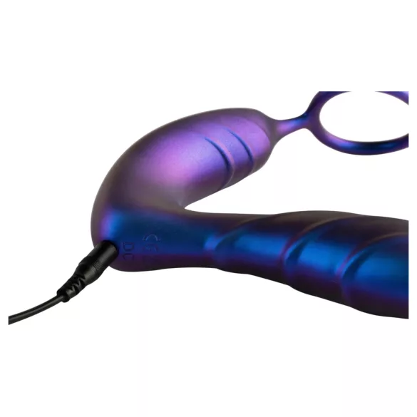 Hueman Black Hole - remote‑control anal vibrator with penis ring (purple)