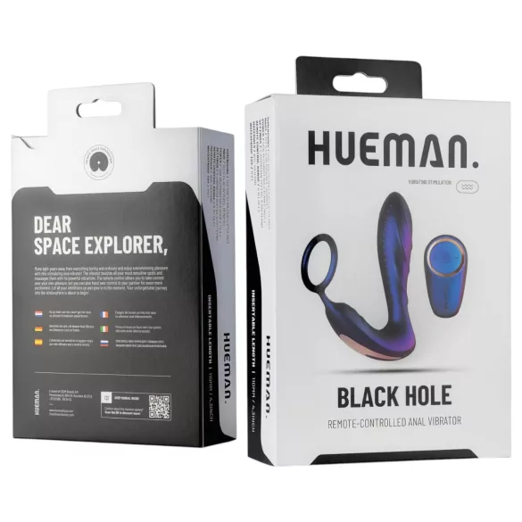 Hueman Black Hole - remote‑control anal vibrator with penis ring (purple)