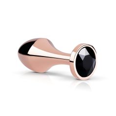Rosy Gold Butt Plug - Black Gem Anal Plug (Rose Gold)