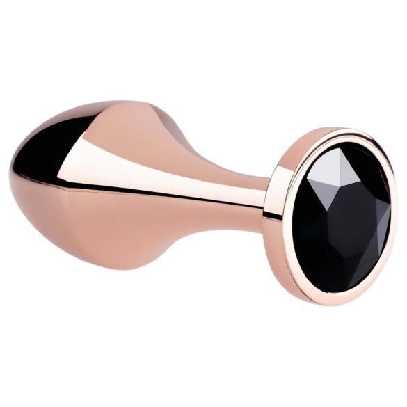 Rosy Gold Butt Plug - Black Gem Anal Plug (Rose Gold)
