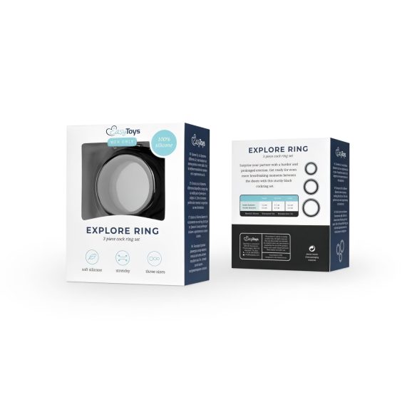Easytoys Explore Ring - 3-Piece Black Penis Ring Set