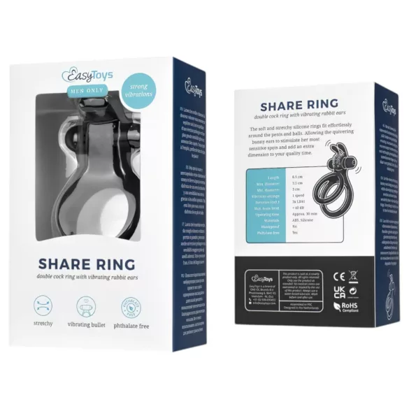 Easytoys Share Ring - Vibrating Black Penis & Testicle Ring