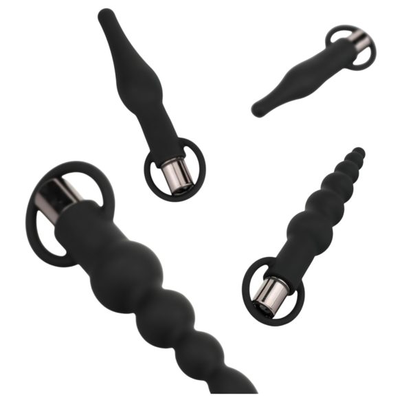 Easytoys - Rechargeable 4-Piece Black Anal Vibrator Set