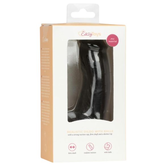 Easytoys - Realistic Black Dildo with Balls - 12 cm