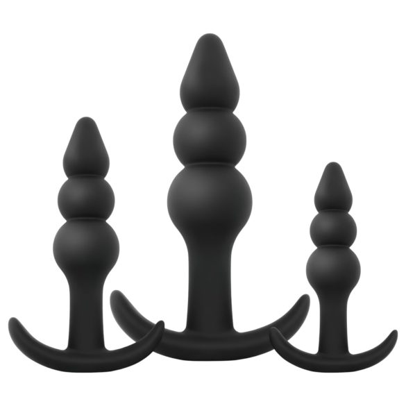 EasyToys - Beaded Anal Plug Set - 3 Pieces (Black)