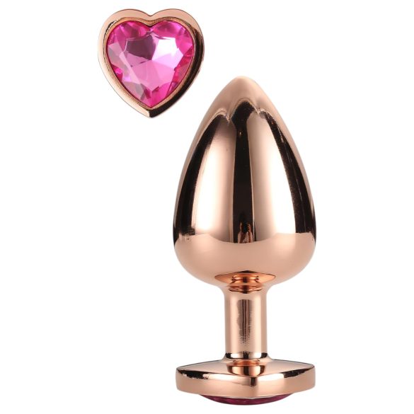 Gleaming Love - Aluminum Plug with Heart Stone - M (Rose Gold)