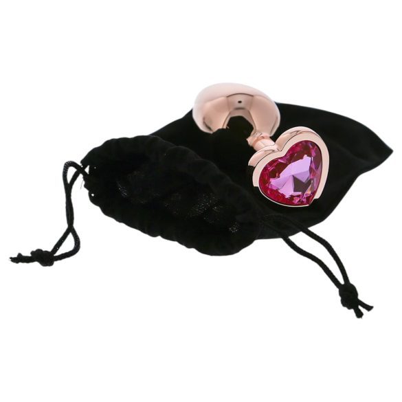 Gleaming Love - Aluminum Plug with Heart Stone - M (Rose Gold)