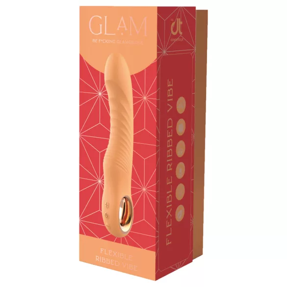 Glam - flexible ribbed vibrator (peach-coloured)