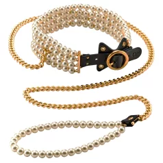 Allure - Beaded Collar with Leash (Black)