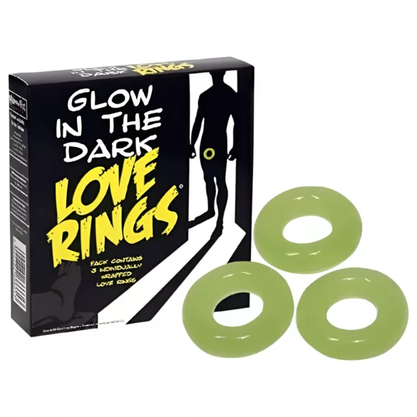 Love Rings - glow-in-the-dark penis ring set (3 pcs)