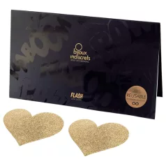   Bijoux Indiscrets Flash - glitter heart nipple stickers (gold)
