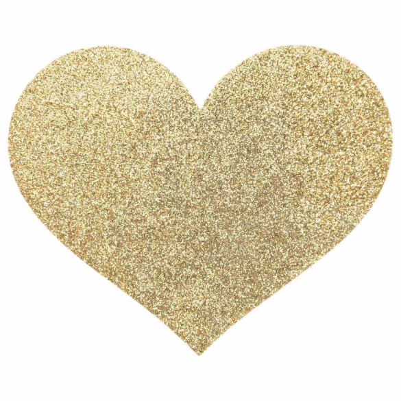 Bijoux Indiscrets Flash - glitter heart nipple stickers (gold)