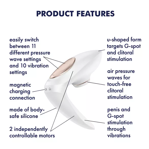 Satisfyer Pro 4 Couples - Rechargeable Airwave Partner Vibrator (White)