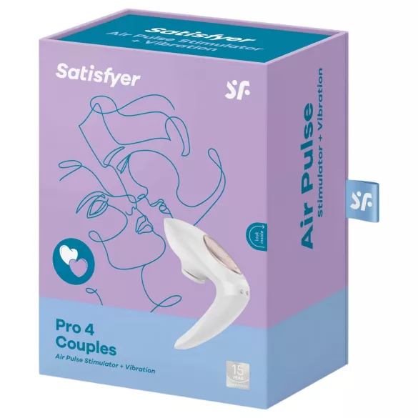 Satisfyer Pro 4 Couples - Rechargeable Airwave Partner Vibrator (White)