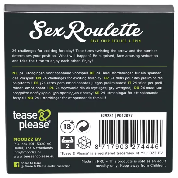tease & please - Sex Roulette Foreplay - Roulette Board Game for Couples