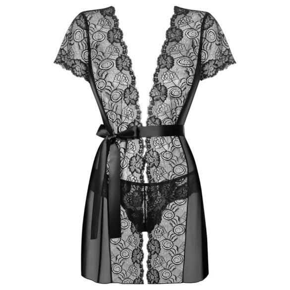 Obsessive Alluria - Lace Robe & Thong Set (Black)