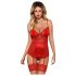 Obsessive Lovica - Lace Garter Top & Thong Set (Red)