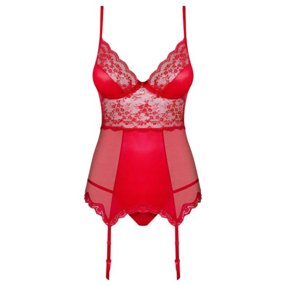 Obsessive Lovica - Lace Garter Top & Thong Set (Red)