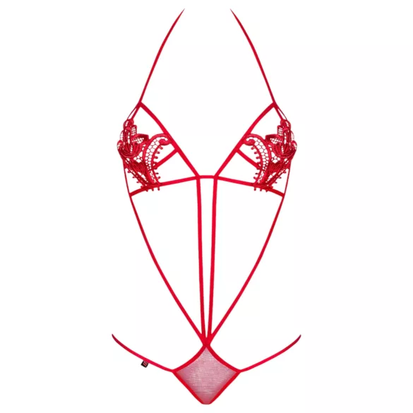 Obsessive Luiza - Tulip-Embellished Strappy Bodysuit - Red (S/M)