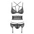Obsessive Frivolla - Spicy Lace Lingerie Set (Black) - L/XL