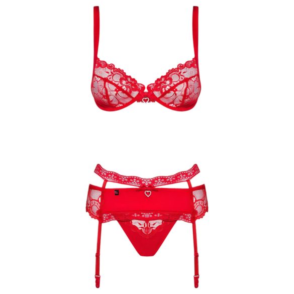 Obsessive Heartina - Red Lingerie Set - L/XL