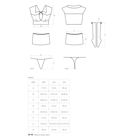 Obsessive Student - Schoolgirl Costume Set (5 Pieces)