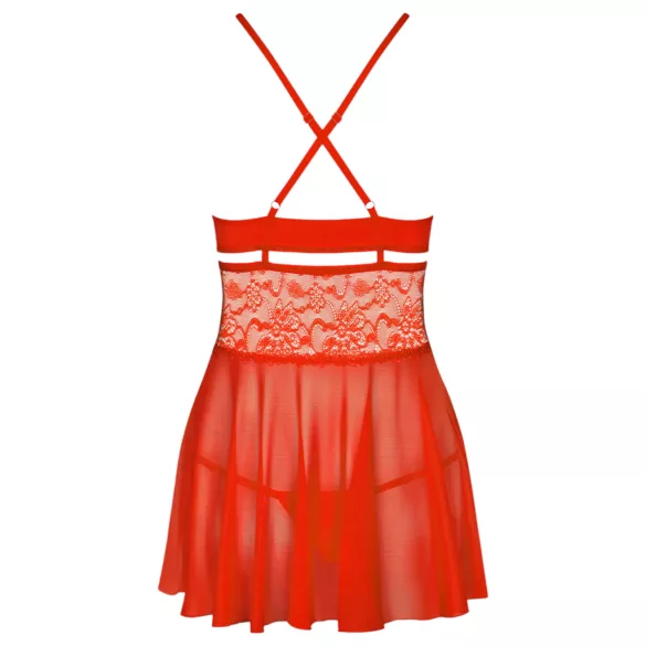 Obsessive 838-BAB-3 - Spicy Lace Babydoll & Thong Set (Red)