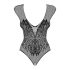 Obsessive B112 – Angel Wing Open-Back Fishnet Bodysuit (Black) - XL/XXL