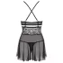 Obsessive 838-BAB-1 - Sheer Lace Babydoll Set (Black)