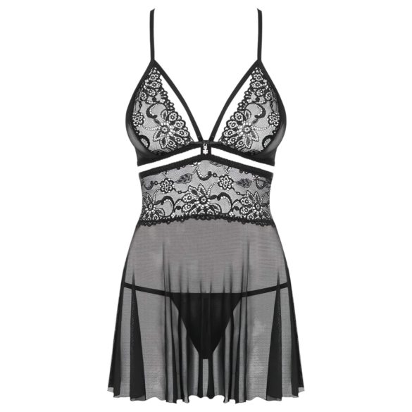 Obsessive 838-BAB-1 - Sheer Lace Babydoll Set (Black) - L/XL