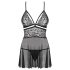 Obsessive 838-BAB-1 - Sheer Lace Babydoll Set (Black) - L/XL