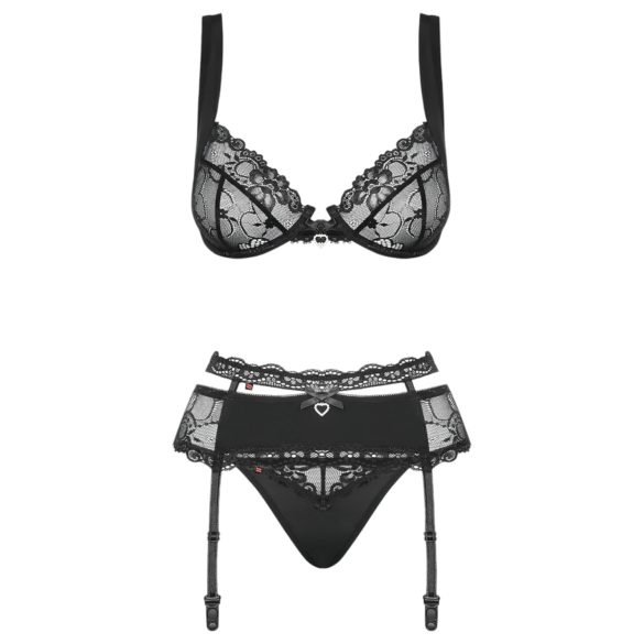 Obsessive Heartina - Black Lingerie Set