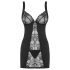Obsessive Heartina - Black Nightdress & Thong Set - L/XL