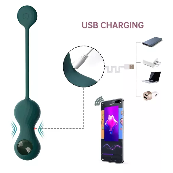 Magic Motion Crystal Duo - App-controlled vibrating Kegel balls (green)