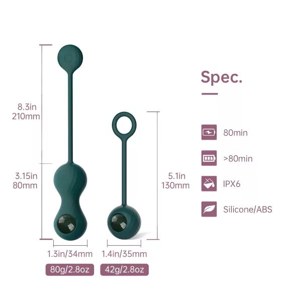 Magic Motion Crystal Duo - App-controlled vibrating Kegel balls (green)