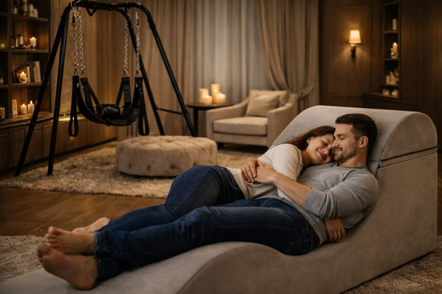 Adult playroom with sex furniture and BDSM accessories - Desirel.co.uk Sex Shop