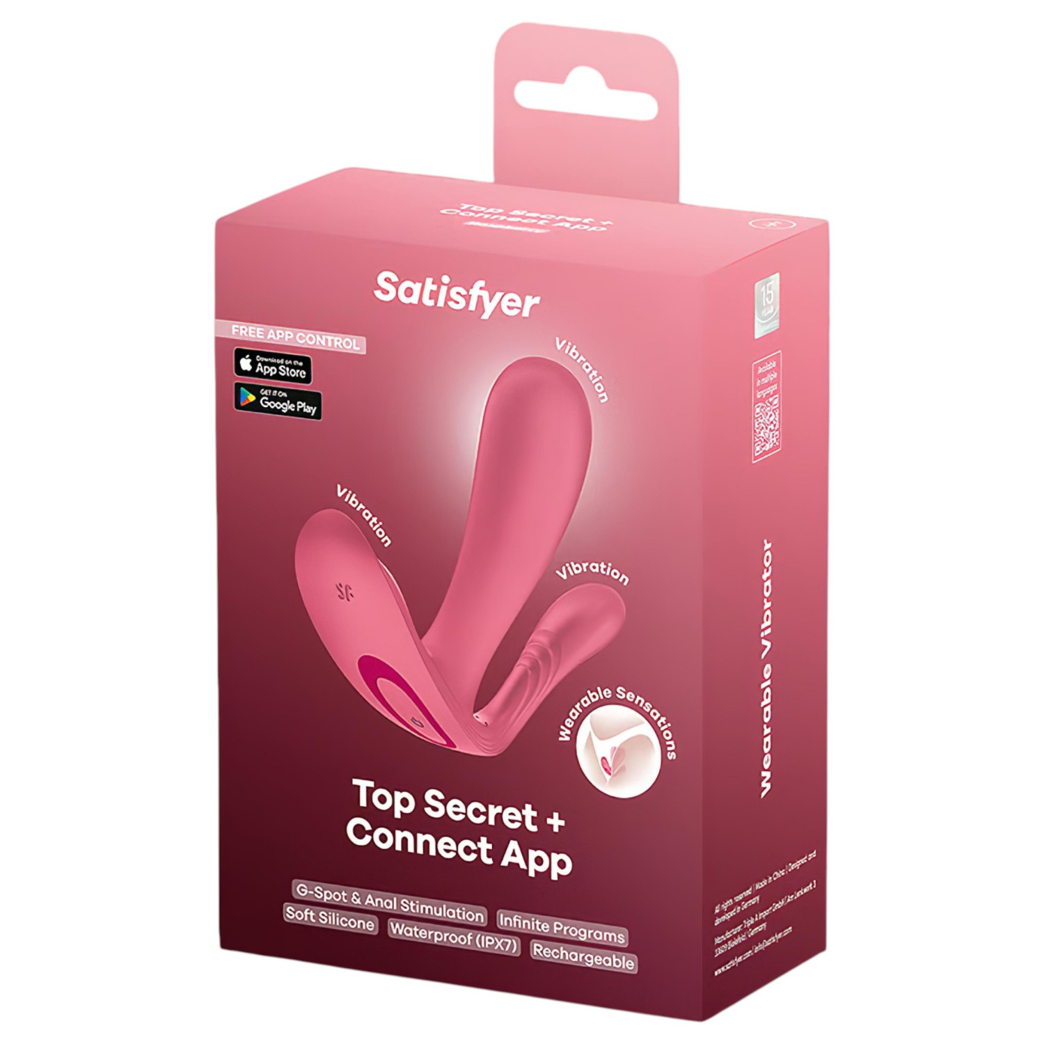 Satisfyer Top Secret+ - Wearable G-Spot and Anal Vibrator (Pink)